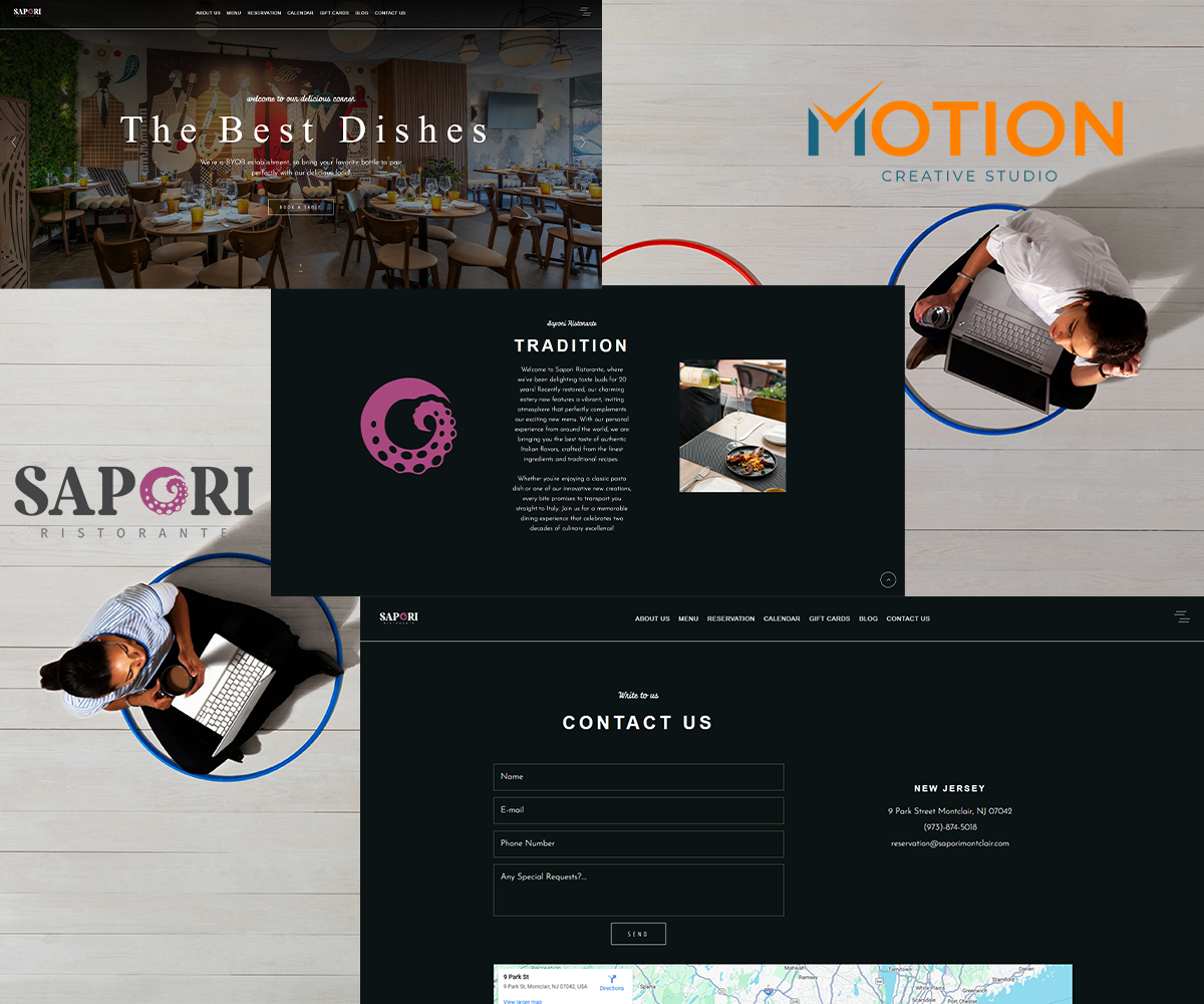 Sapori Ristorante Montclair brand and website design by Motion Creative Studio – one year success story